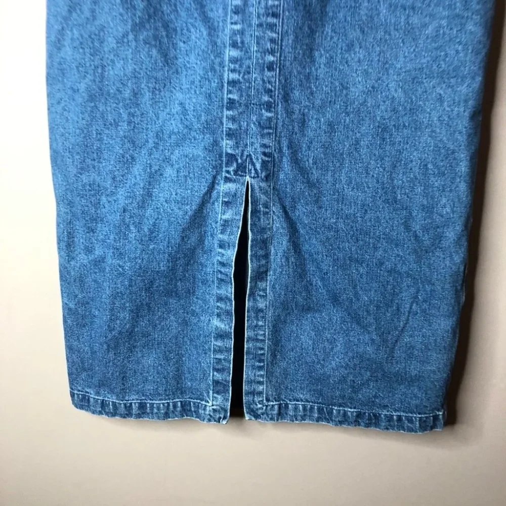Blue Willis jean skirt long slit size 42 midi - Picture 2 of 8